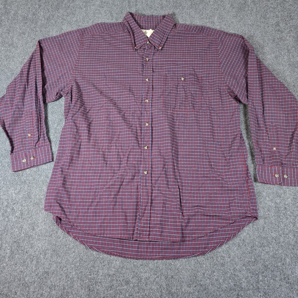 Sedgefield Shirt Mens XL‎ Red Plaid Cotton Button Down Shirt Long Sleeve
